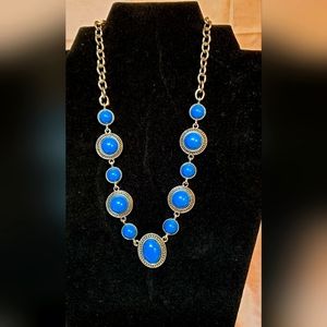 Blue statement necklace with hanging earrings NEW